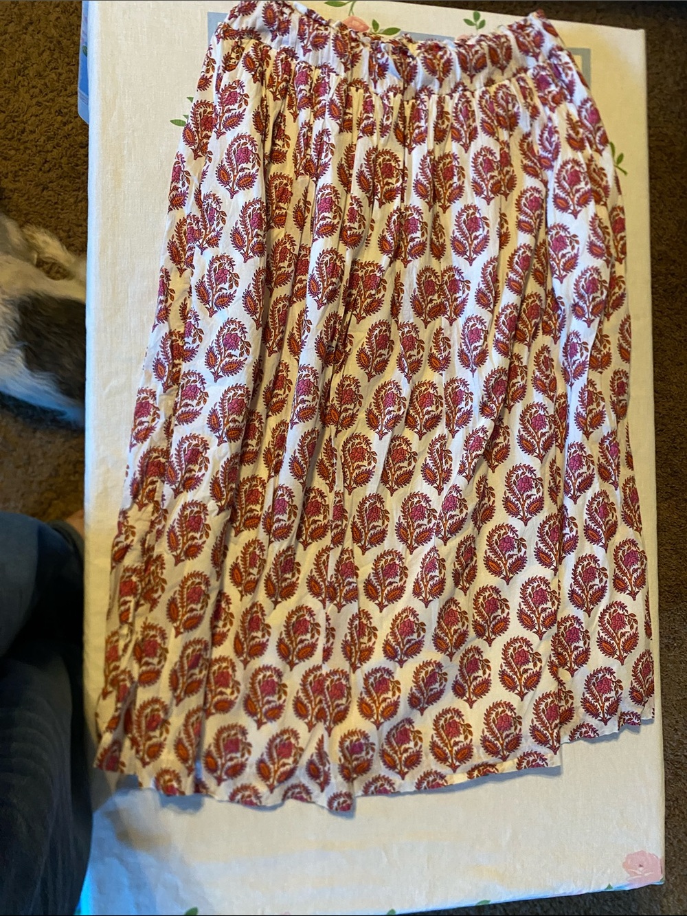 J. Crew White Skirt with Pink and Orange Floral Motif
